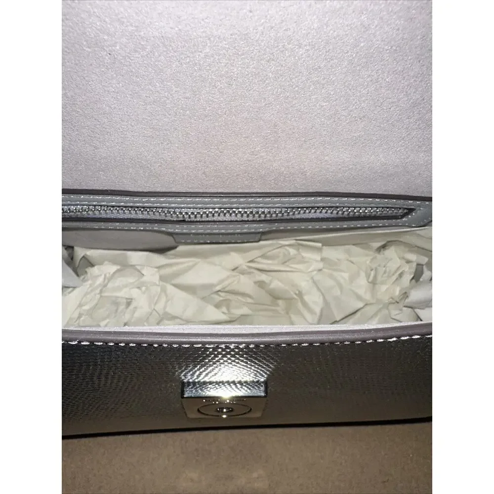 Kate Spade KF354 Katy Lizard Embossed Leather Small Top Handle Satchel Silver